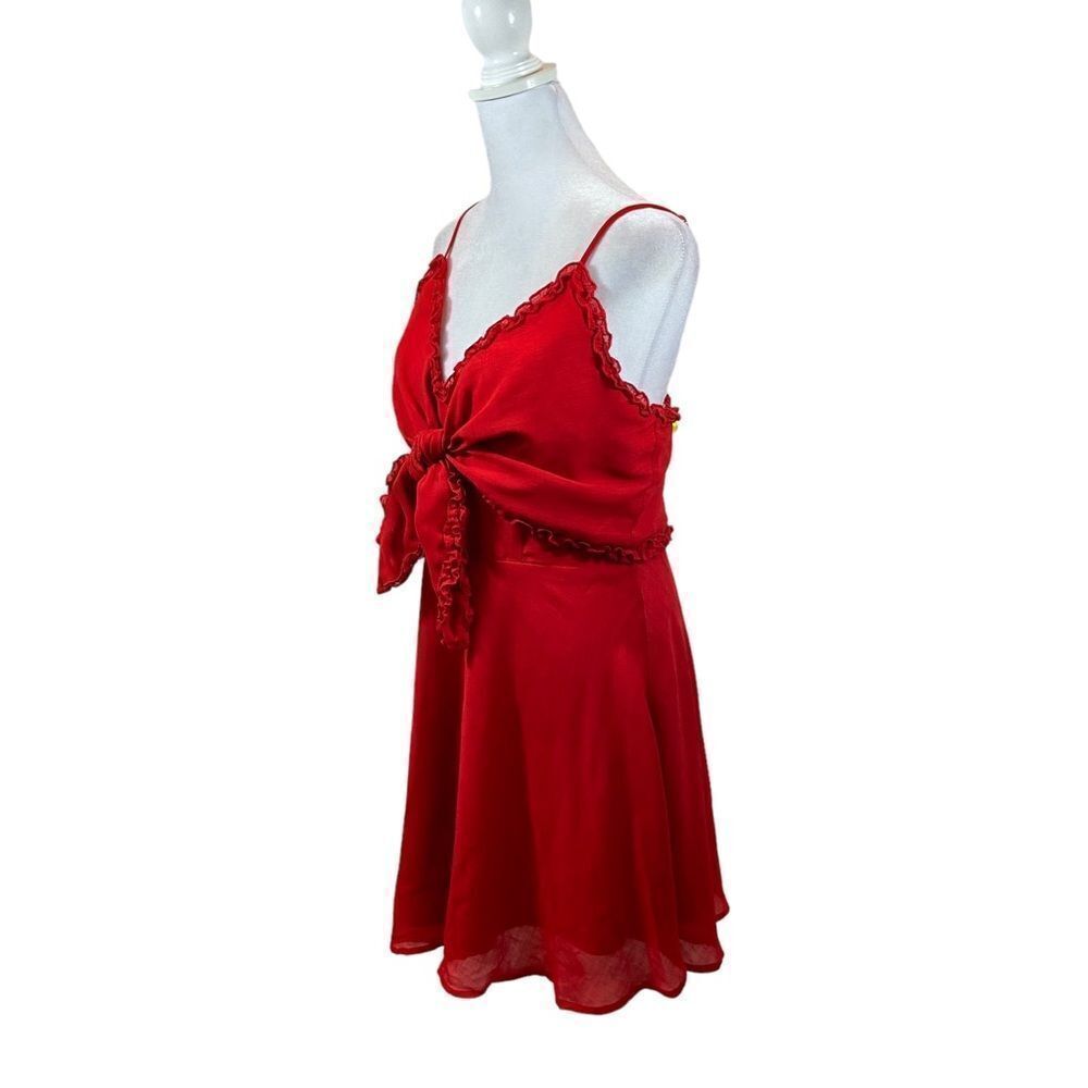 The Impeccable Pig Brand Red Tie Front Baby Doll‎ Dress Size Large
